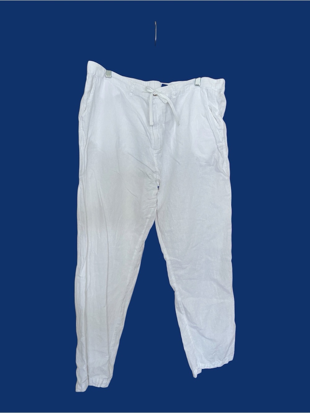 Women's White Ankle Linen Pants Sz X-Large